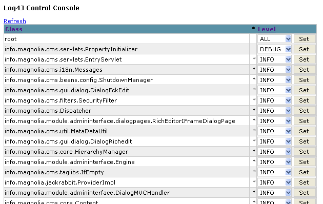 log4j configuration servlet screenshot